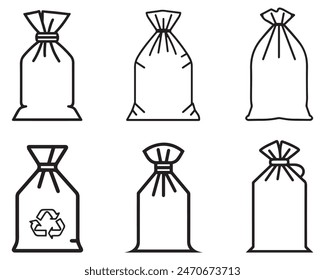 Sack black outline icon. Work farming vector design.