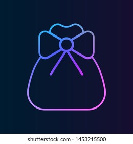 Sack with a bow nolan icon. Simple thin line, outline illustration of Christmas joy icons for UI and UX, website or mobile application
