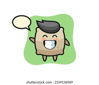 sack cartoon character doing wave hand gesture , cute style design for t shirt, sticker, logo element