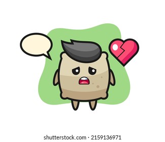 sack cartoon illustration is broken heart , cute style design for t shirt, sticker, logo element
