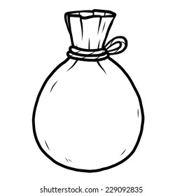 sack / cartoon vector and illustration, black and white, hand drawn, sketch style, isolated on white background.