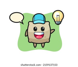 sack character cartoon getting the idea , cute style design for t shirt, sticker, logo element
