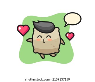 sack character cartoon with kissing gesture , cute style design for t shirt, sticker, logo element