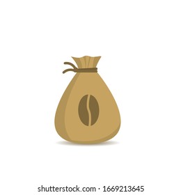 Sack with coffee bean icon. Bag with coffee beans, robusta or arabica