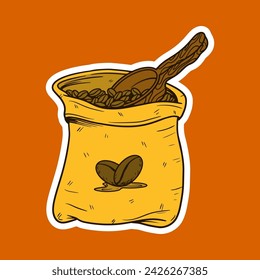 Sack of Coffee Beans Hand Drawing Vector Illustration