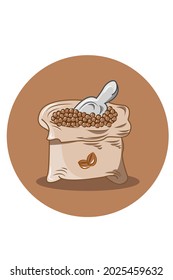 Sack of coffee beans vector illustration