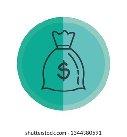 sack with coins dollars