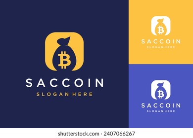 sack design logo with bitcoin