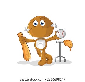 the sack doll playing baseball mascot. cartoon vector