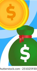 Sack de moeda de dólar vetor ilustração em um fundo minimalista. Adequado para conteúdo de crescimento financeiro e de investimento de negócios