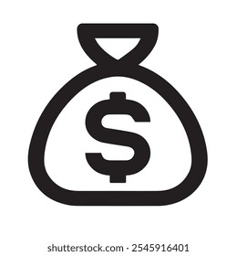 Ilustração do ícone de logotipo da interface de dólar de saco