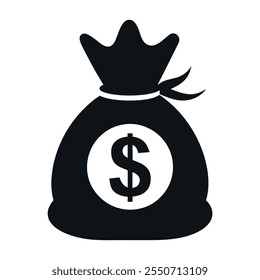 Sack dollar silhouette vector icon design with a white background