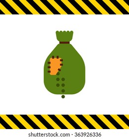 Sack with falling out peas