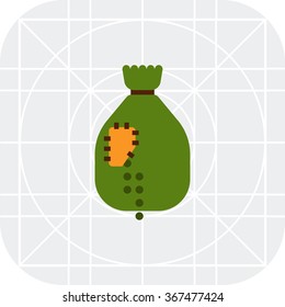 Sack with falling out peas