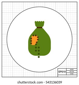 Sack with falling out peas