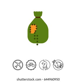 Sack with falling out peas