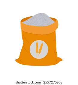 Sack of Flour, Farming Flat Vector Illustration