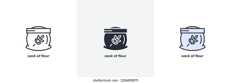 sack of flour icon. Line, solid and filled outline colorful version, outline and filled vector sign. Idea Symbol, logo illustration. Vector graphics