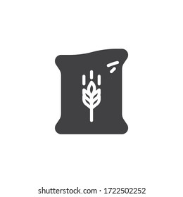 Sack of flour vector icon. filled flat sign for mobile concept and web design. Bag of wheat flour glyph icon. Farming and agriculture symbol, logo illustration. Vector graphics