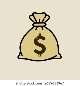 Sack Full of Dollars or Money Bag - Vector illustration
