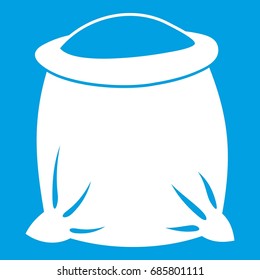 Sack full of flour icon white isolated on blue background vector illustration