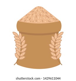 Sack of grain flat icon, spike of grain, agriculture, harvest vector illustration isolated on white background