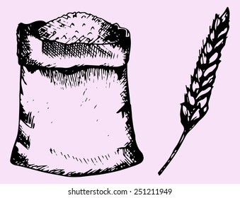  sack of the grain, spike, doodle style, sketch illustration 