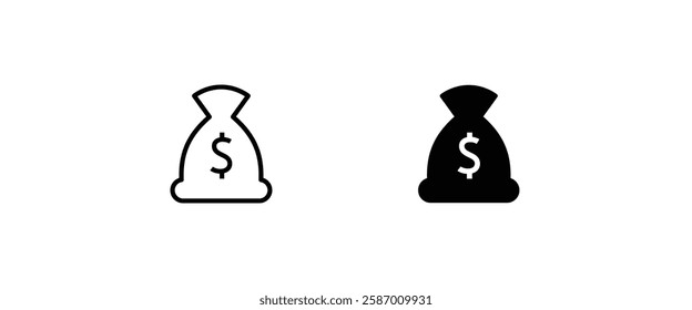 Sack icon, Money bag vector, sign, symbol, logo, illustration, editable stroke, flat design style isolated on white linear pictogram