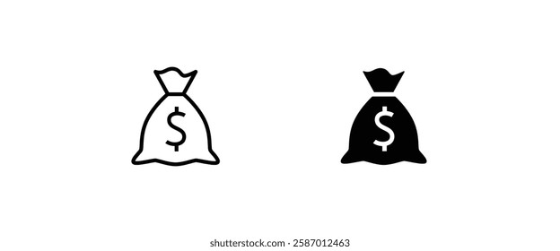 Sack icon, Money bag vector, sign, symbol, logo, illustration, editable stroke, flat design style isolated on white linear pictogram