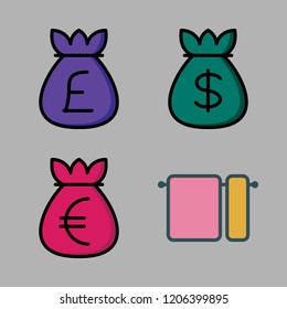 sack icon set. vector set about towels and money bag icons set.