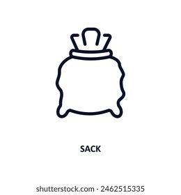 sack icon. Thin line sack icon from agriculture and farm collection. Outline vector isolated on white background. Editable sack symbol can be used web and mobile