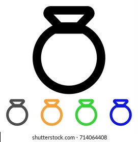 Sack icon. Vector illustration style is a flat linear iconic sack symbol with black, gray, green, blue, yellow color variants. Designed for web and software interfaces.