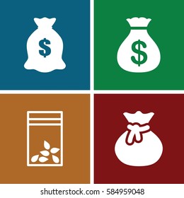 sack icons set. Set of 4 sack filled icons such as 