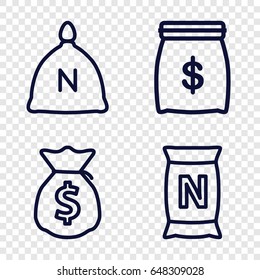 Sack icons set. set of 4 sack outline icons such as