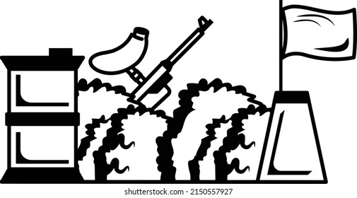 Sack of leaves and Barrels Concept, Escaping and Hidden Place vector icon design, Shooting sport symbol, extreme sports Sign, skeet shooting and trapshooting stock illustration