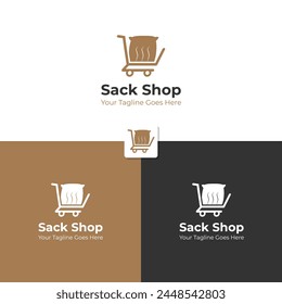 Sack Logo Template Design with shopping basket