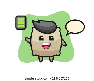 sack mascot character with energetic gesture , cute style design for t shirt, sticker, logo element