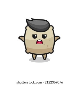 sack mascot character saying I do not know , cute style design for t shirt, sticker, logo element