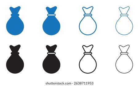 Sack of money or bag of dollar icon silhouette, Money bag silhouette. money bag icon, vector illustration. Flat design style. isolated on white background
