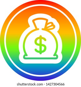 sack of money circular icon with rainbow gradient finish