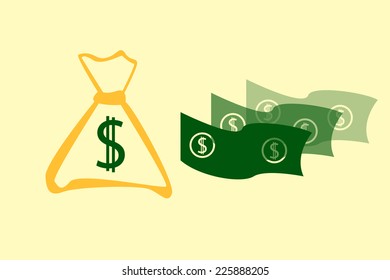 sack with money dollars vector illustration