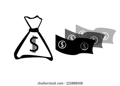 sack with money dollars vector illustration