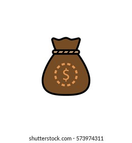 Sack of money flat line icon