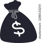 A Sack of Money Hand Drawn Icon Illustration