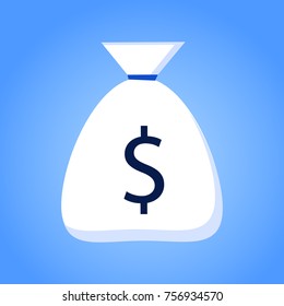 Sack with money icon. Vector illustration.