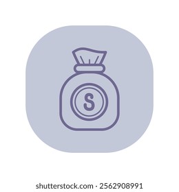 Sack with money line icon. Savings, investment, dollar outline sign. Business and finance concept. Vector illustration, symbol element for web design and apps