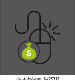 sack money with mouse pc icon vector illustration eps 10