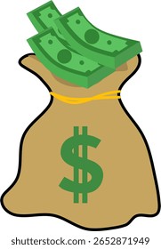 Ilustração Do Ícone Do Vetor Sack Of Money. Saco de dinheiro ícone plano