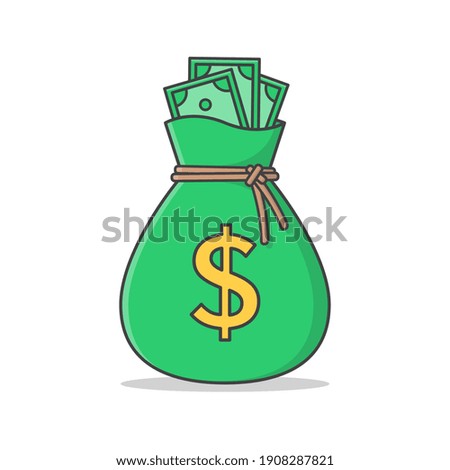 Sack Of Money Vector Icon Illustration. Money Bag Flat Icon