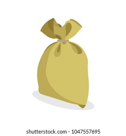 Sack or moneybag flat simple cartoon illustration.